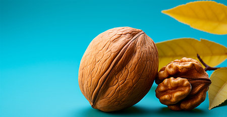 Walnut in shell on isolated background AI generated image