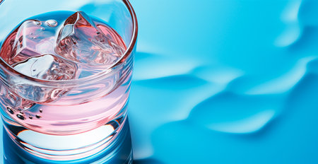 Glass of water on the table, pastel isolated background AI generated imageの写真素材