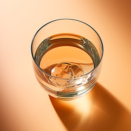 Glass of water on the table, pastel isolated background AI generated imageの写真素材