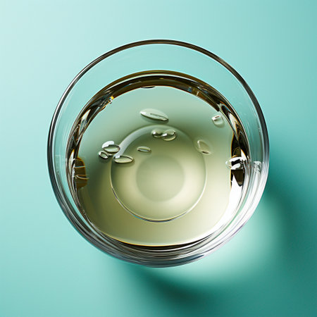 Glass of water on the table, pastel isolated background AI generated imageの写真素材