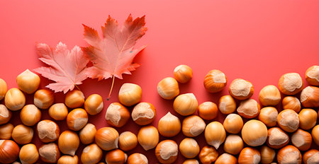 A scattering of hazelnuts, a quick ECO snack AI generated image