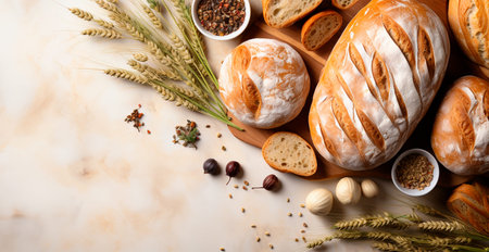 Bread buns, white wheat flour, sesame AI generated image