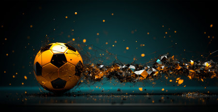 Abstract panoramic football background, soccer ball AI generated image