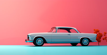 Retro car on isolated background AI generated imageの写真素材