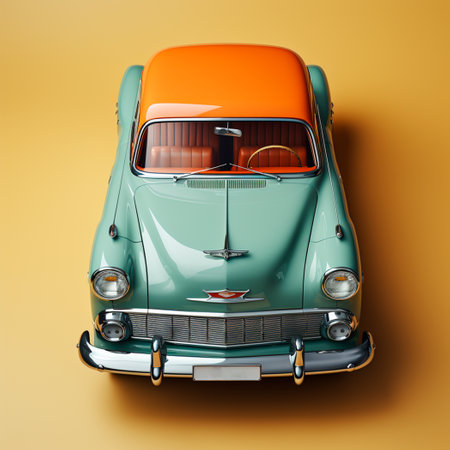 Retro car on isolated background AI generated imageの写真素材