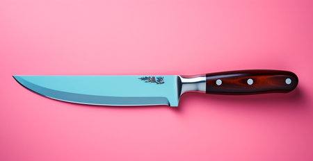 Steel chrome plated knife on isolated background AI generated image