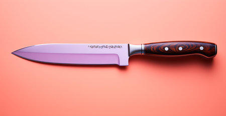 Steel chrome plated knife on isolated background AI generated image