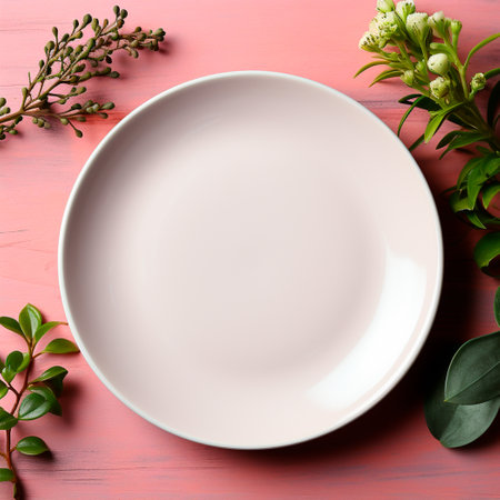 White empty round plate AI Generated Imageの写真素材