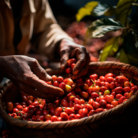 Coffee harvesting on a Brazilian plantation AI generated image