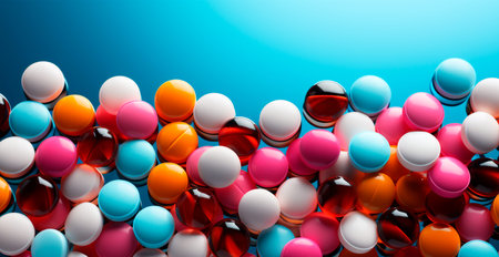 A scattering of different capsules and tablets AI generated image