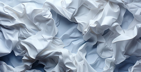Crumpled light background, white fabric with bends and creases AI generated imageの写真素材