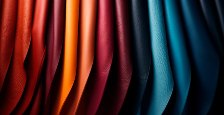Samples of multi-colored natural leather textures AI generated imageの写真素材