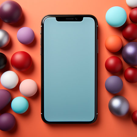 Smartphone with blank screen, technology template AI generated imageの写真素材