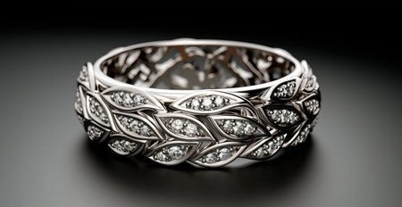 Silver ring with precious stones, 925 sterling silver jewelry AI generated image