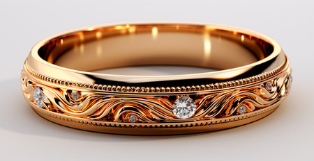 Wedding rings in yellow gold, jewelry 585, 750 AI generated imageの写真素材