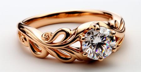Yellow gold ring with precious stones, jewelry 585, 950 AI generated image