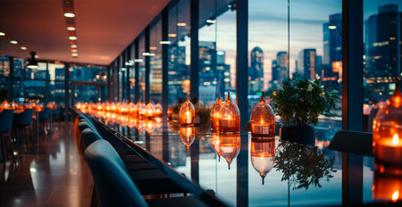 Spacious, bright office with panoramic windows AI generated image
