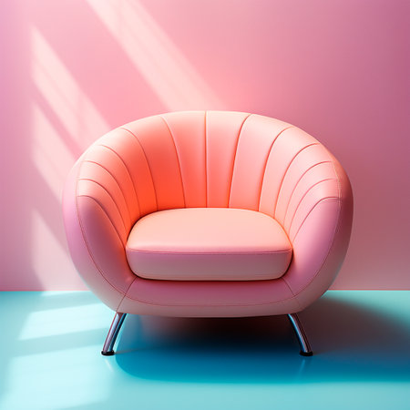 Bright stylish handmade chair, lonely chair AI generated imageの写真素材
