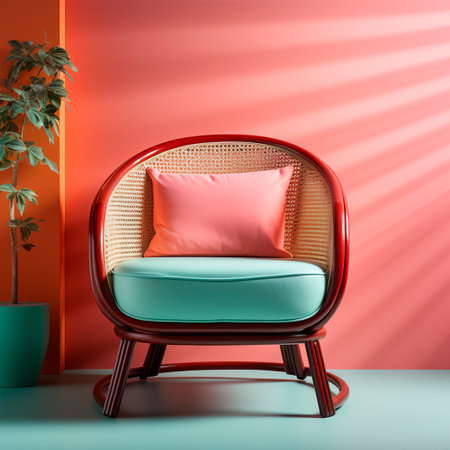 Bright stylish handmade chair, lonely chair AI generated imageの写真素材