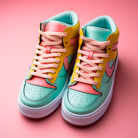 Bright modern stylish sneakers AI generated image