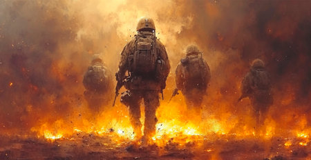 War, dirty tired soldiers AI generated image