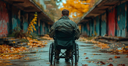 War, wounded soldiers, disabled male soldier AI generated image