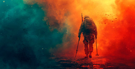 War, dirty tired soldiers AI generated image