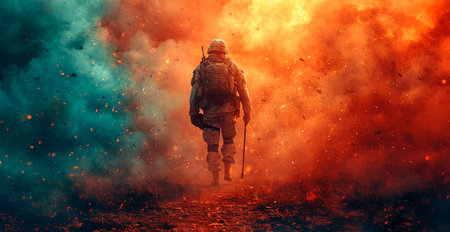 War, dirty tired soldiers AI generated image