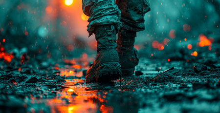 War, trench warfare, mud and slush AI generated image