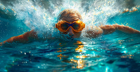 Swimming, Olympic sport, sports pool, swimmer AI generated image