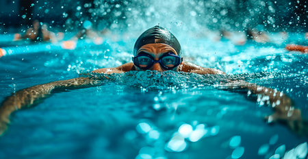 Swimming, Olympic sport, sports pool, swimmer AI generated image