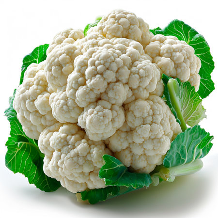 Fresh cauliflower on white background AI generated imageの写真素材