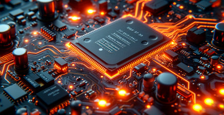 Microcircuits, modern neo technologies, development of science AI generated imageの写真素材