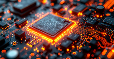 Microcircuits, modern neo technologies, development of science AI generated image