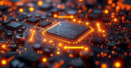 Microcircuits, modern neo technologies, development of science AI generated image