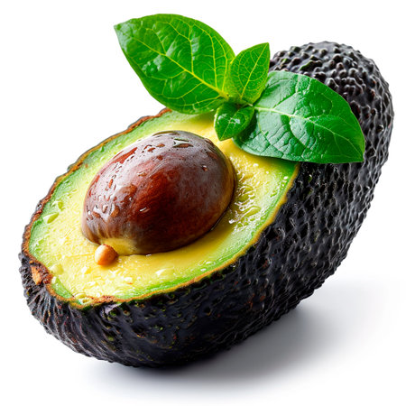 Avocado, organic products, healthy food, isolated white background AI generated imageの写真素材
