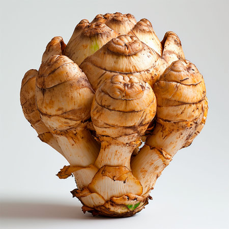 Green French artichoke, white isolated background AI generated image