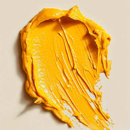 Liquid mustard, hot sauce, white isolated background AI generated imageの写真素材