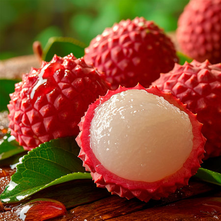 Lychee fruit on white isolated background AI generated image