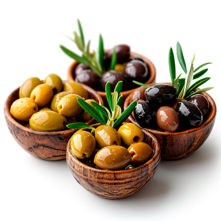 Olives on a white isolated background AI generated imageの写真素材
