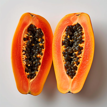 Tropical point papaya on white isolated background AI generated image