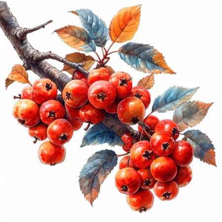 Rowan on a white isolated background AI generated imageの写真素材