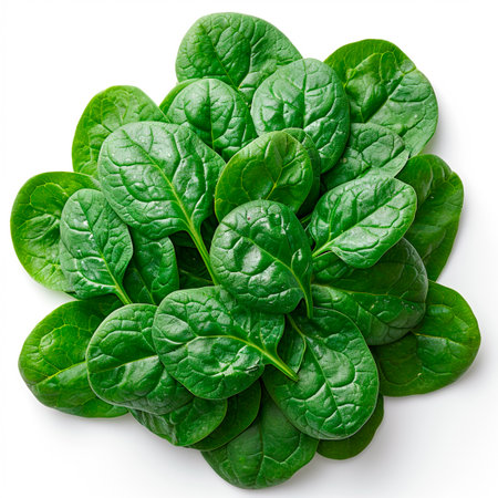 Spinach on white isolated background AI generated imageの写真素材