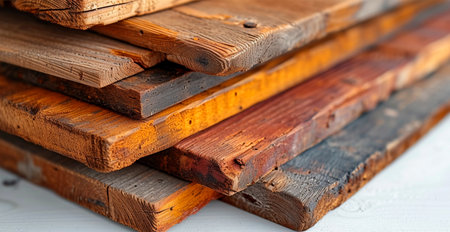 Wooden lumber, wood blanks on a white background AI generated imageの写真素材