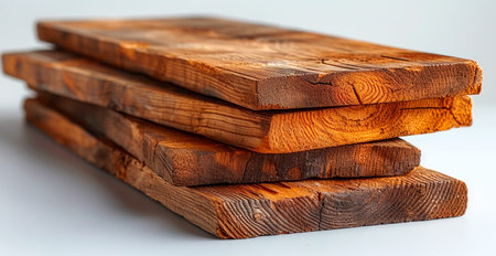 Wooden lumber, wood blanks on a white background AI generated image