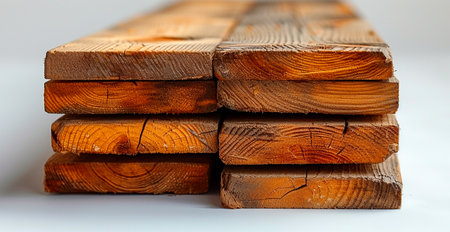 Wooden lumber, wood blanks on a white background AI generated imageの写真素材