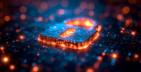 Electronic security, digital lock password, reliable protection of electronic devices AI generated imageの写真素材