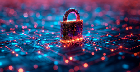 Electronic security, digital lock password, reliable protection of electronic devices AI generated imageの写真素材