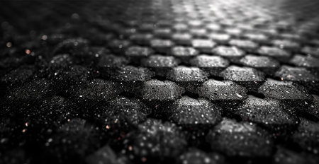 Black carbon texture, panoramic background AI generated image