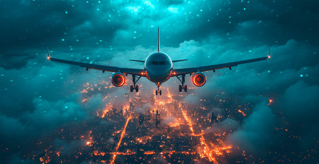 A commercial civil aircraft takes off from the runway at the airport. Travel and transport concept...